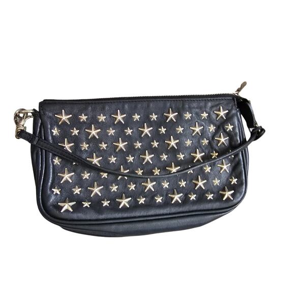 Authentic Jimmy Choo Black Leather Star Studded Small Bag Purse - Picture 14 of 15